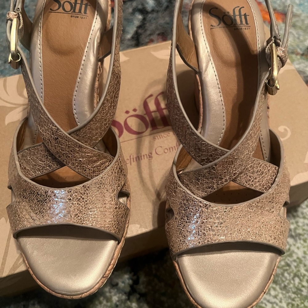 Women's Sofft brand gold sandals